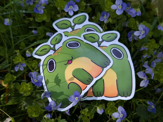 Apple frog sticker