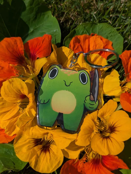Knife frog keychain