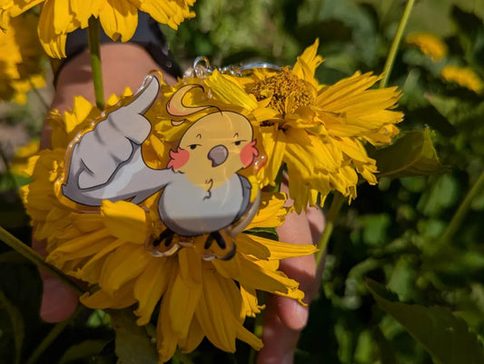 Thumbs up bird keychain