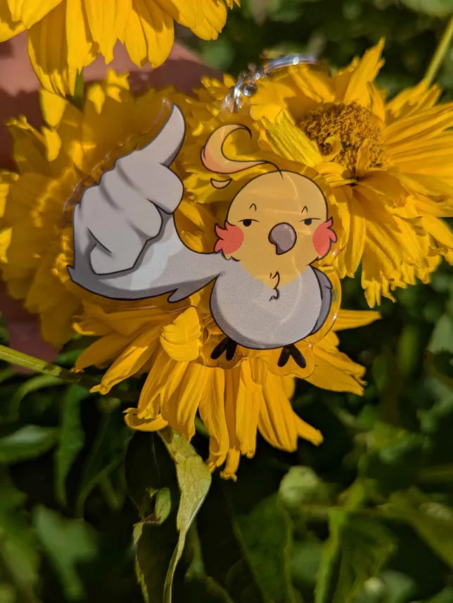 Thumbs up bird keychain