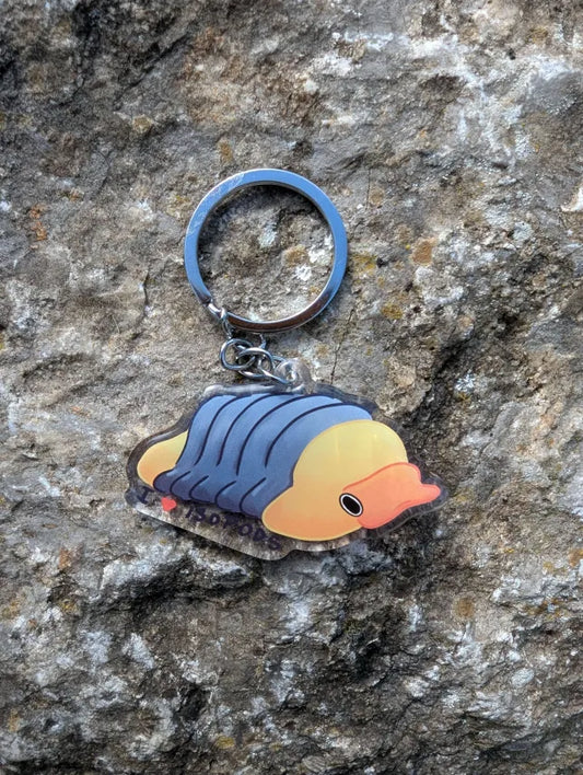 Rubber ducky isopod keychain