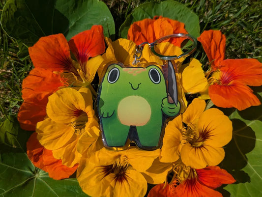 Knife frog keychain