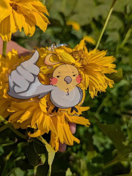 Thumbs up bird keychain